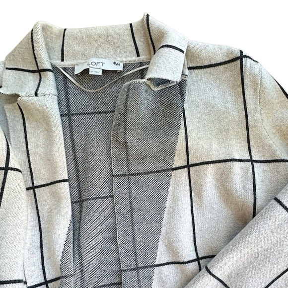 LOFT | NWOT RELAXED WINDOW PANE COTTON SWEATER BLAZER OPEN FRONT | MEDIUM - Picture 6 of 10